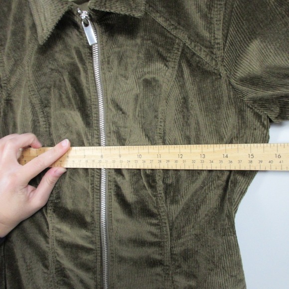 Anthropologie Pilcro Corduroy Dress 6 Green Cotton Zip-up Casual Career Boho 538 - Picture 10 of 13